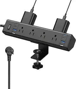 VILONG Desk Clamp Power Strip, Edge Mount, 8AC, 8USB (4 USB-C), 1200J