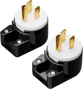 (2Pack) Nema 5-15P Plug, Plugrand 15A 125V Right Angle AC Plug, Nema 5-15P DIY 90 Degree Plugs, 3-Prong Rewirable Plugs, 3 Prong Household Right Angle AC Connector, ETL Verified