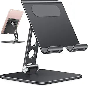 OMOTON Upgraded Adjustable Tablet Stand Holder, Heavy Duty Foldable Portable Monitor Stand, Travel Essentials for iPad Pro/Air/Mini, Surface Pro, 4.7''-15.6', Black