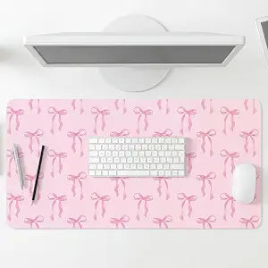 Hahafelt Pink Bows Mouse Pad, 23.62 x 13.78 Inches, Non-Slip Base