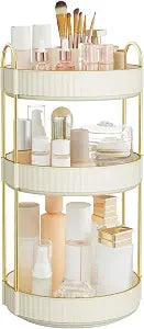 SONGMICS 3-Tier Makeup Organizer, Round Rotating, Customizable