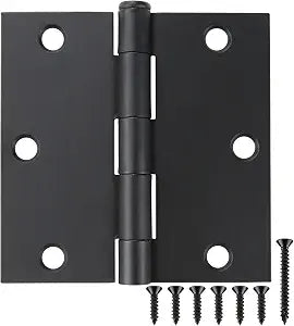 TDCHINGES Matte Black Door Hinges 3.5" x3 1/2 Inch Square 12 Pack Interior