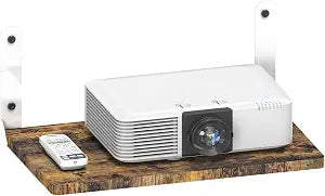 Wall-Mounted Projector Shelf, Wooden Media Holder Holds Up to 24 lbs, Floating Entertainment Shelves Furniture for Cable Box, WiFi Router, TV Box, Game Console, DVD Player, White