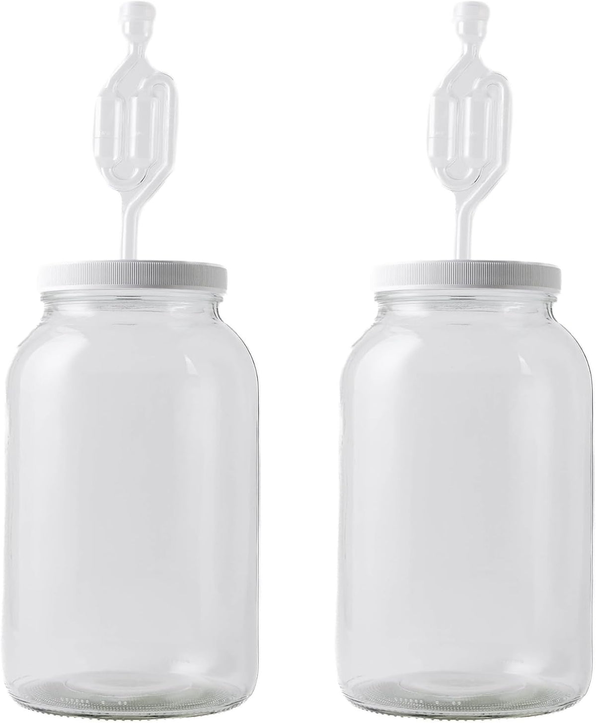 2-Pack 1 Gallon Glass Jar with Lid | Wide Mouth Twin Bubble Airlock Set