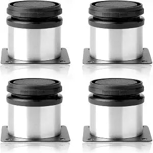 JIAKAI Pack of 4 Furniture Cabinet Adjustable Stainless Steel Round Kitchen FeetFurniture Leg for DIY Furniture, Sofa Table Cabinets Shelves 50 x 50mm