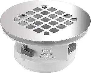 Shower Drain Replacement  Genuine OEM WingTite  10 Year Warranty  Made in USA  Chrome SD1000  Installs from the Top  For Fiberglass/Plastic Showers  Fits 2" PVC/ABS  US Tech Support