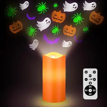 Baquler Halloween Ghost Flameless Candles Projector Lights Holiday Gift