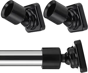 Angled Shower Rod Mount for Sloped Walls - 25mm Shower Bracket & Swivel Joints with Wall Plugs & Screws, Secure Drilling Fix (2, Black)