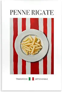 Traditional Penne Rigate, 10 x 15 Inch Mounted Print on Wall Plaque