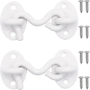 2Pcs 2 inch Barn Door Lock, Cabin Hook Eye Latch Gate Door Swivel Window Door Hook with Mounting Screws (White)