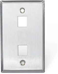 Leviton Stainless Steel QUICKPORT Wallplate, Single Gang, 2-Port, 43080-1S2