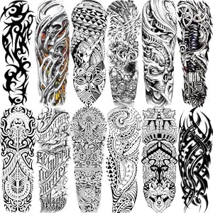 Aresvns 12 Sheets Realistic Sleeve Temporary Tattoos for Men Women Adult