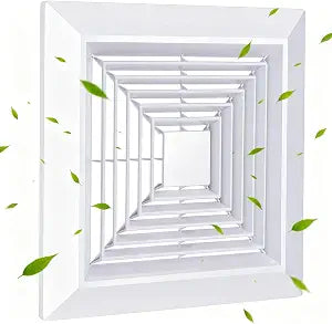 Bathroom Exhaust Fan Cover White  9x9 Inches Square Ceiling Fan Grille with Springs, Replacement for Wall-Mount Exhaust Fan, Ceiling Fan Grille, Air Diverter