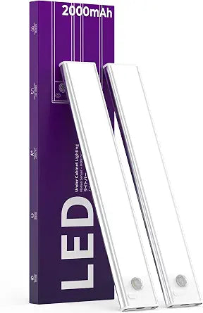 ASOKO Under Cabinet Lights Motion Sensor LED Closet Lights Battery Operated Wireless (White, 2Pack)