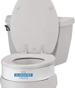 NOVA Raised Toilet Seat for Seniors & Post-Surgery Recovery  Elongated Bolt-On Under-Seat Design Uses Existing Toilet Seat & Lid, 3.5 Elevation, 300 lb Capacity, Durable Plastic, Easy Install