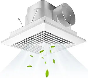 FEITON 90 CFM Bathroom Exhaust Fan, 1.0 Sone, 4-Inch Duct, 8 x 8 Cutout