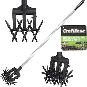 Adjustable Rotary Hand Cultivator, Interchangeable Rotary Blade Wheels