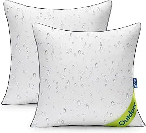 MIULEE 18x18 Outdoor Pillows Pack 2 Waterproof Pillow Inserts