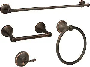 Antique 4 Piece Bathroom Hardware Accessories Set Oil Rubbed Bronze,24 Inch Towel Bar Set with Double Post Pivoting Toilet Paper Holder,Towel Rack Set Vintage,Bathroom Towel Holder Set Bronze