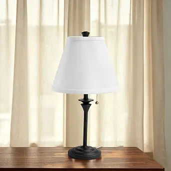 Metal Table Lamp for Bedroom, Black Base (Bulb Not Included)