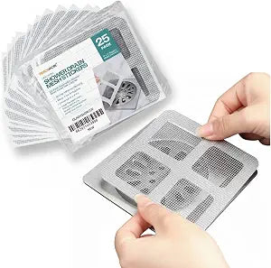 25 Pack Adhesive Shower Drain Hair Catcher Covers  4" x 4" Disposable Drain Protectors for Bathroom, Tub & Sink  Anti-Clog Mesh Stickers for Hair & Debris