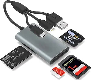 Memory Stick Pro Duo Card Reader - 4 in 1 SD/TF/XD/MS Reader, Triple Port