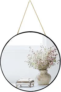 YCHMIR Small Round Wall Mirror,Bathroom Mirror (Black, 11.8 in.)