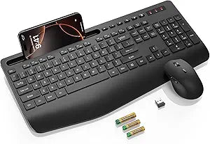 Wireless Keyboard and Mouse Combo, Full Size, Ergonomic Wrist Rest, 2.4GHz