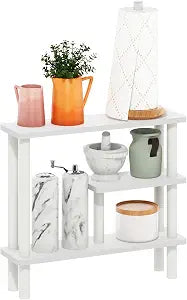 Furinno TURN-N-TUBE Bathroom Storage Shelf, 3-Tier Narrow Storage Rack, Space Saving Shelf, for Bathroom, Living Room, Entryway, White