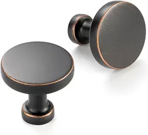 Round Oil Rubbed Bronze Cabinet Knobs 1-1/4 Inch 10 Pack K2302