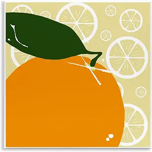 Bright Orange Fruit Kitchen, 12 x 12 Inch Mounted Print on Wall Plaque