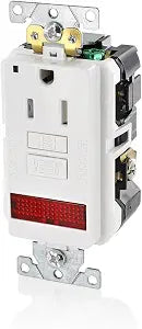 Leviton 15A-125V Extra-Heavy Duty Industrial Grade Pilot Light Tamper-Resistant Self-Test GFCI Receptacle, GFPL1-PLW, White