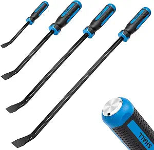 SHALL 4-Piece Pry Bar Set, 8", 12", 18", 24" Pry Bars with Angled Tips