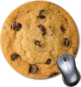 Chocolate Chip Cookie Design Mouse Pad, Gaming Round Mousepad for Computer Laptop Non-Slip Rubber Desk Mat,Cute Office Accessories (8 Inch)