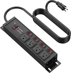 CCCEI Magnetic Heavy Duty Surge Protector, 12 Gauge, Black, 4FT, 1