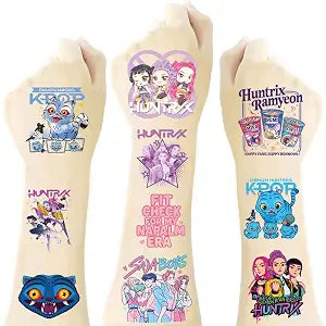40Sheets Cartoon Demon Movie Hunters Temporary Tattoos,Birthday Party Favors, Cute K-opo Decoration Sticker Gifts for Home Activity Class Prizes Carnival Christmas Rewards