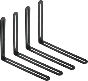 EATAKWARD 4 Pcs Black Stainless Steel Adjustable Slotted L-Shaped Bracket