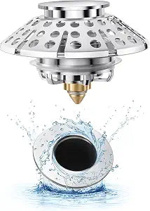 3-in-1 Bathtub Drain Stopper with Hair Catcher  Universal Tub Drain Plug for 1-3/8" to 2" Holes, Pop-Up Tub Stopper for Bathroom Sink, Anti-Clog Shower Strainer by PROFECTUS