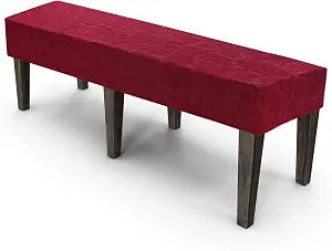 M METERXITY Stretch Bench Seat Cover, Reusable Rectangular Dining Bench Seat Cushion Slipcovers for Dining Room/Bedroom/Banquet/Home Furniture [Wine Red]