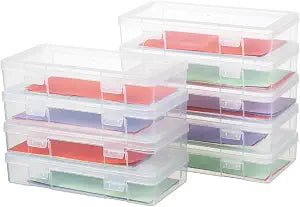 9 Pack Medium Plastic Hobby Art Craft Organizer,Clear Plastic Storage Containers with Latching Lid, for Pencil Box, Lego, Crayon