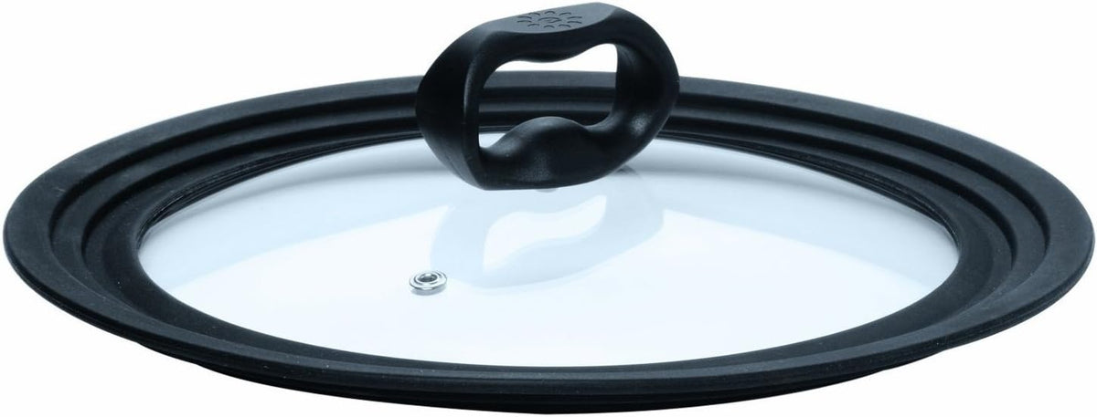 Ecolution Universal Lid for Pots and Pans, Fits 6-Inch to 8-Inch Cookware, Tempered Glass Replacement Lid with Heat Resistant Silicone Edge, Dishwasher Safe, Made without BPA, Small, Black