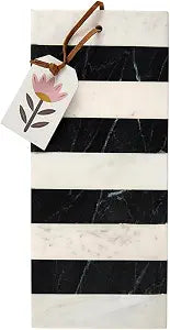 Santa Barbara Design Studio Charcuterie Boards Marble Serving Board Tray for Cheese, Meat, and Fruit, 14" x 6", Black/White Stripes