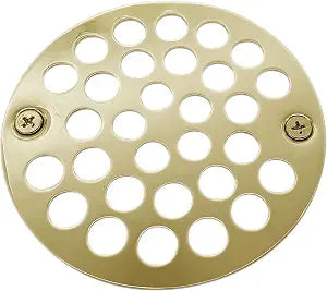Westbrass A3192-01 4" OD Brass Shower Strainer Grid Drain Cover, Polished Brass