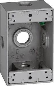 Sigma 14251-5X Weatherproof 1/2" 5 Hole Side Entry 1-Gang Box, Gray