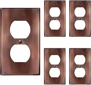 ENERLITES Duplex Receptacle Outlet Cover, 1-Gang, Antique Copper, 5 Pack