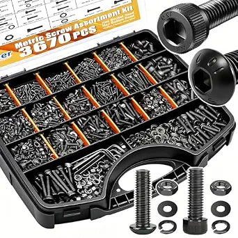 weideer 3670pcs M2 M3 M4 M5 Metric Screw Assortment Kit,Metric Bolt Assortment,12.9 Alloy Steel Hex Socket Head 10.9 Alloy Steel Hex Button Head Machine Screws Nuts Washers with Wrench