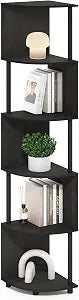Furinno ECON Corner Shelf, 5-Tier Corner Book Shelf, Zigzag Storage Shelves, Display Rack, Bookshelf, for Organization and Storage, Living Room, Home Office, Espresso