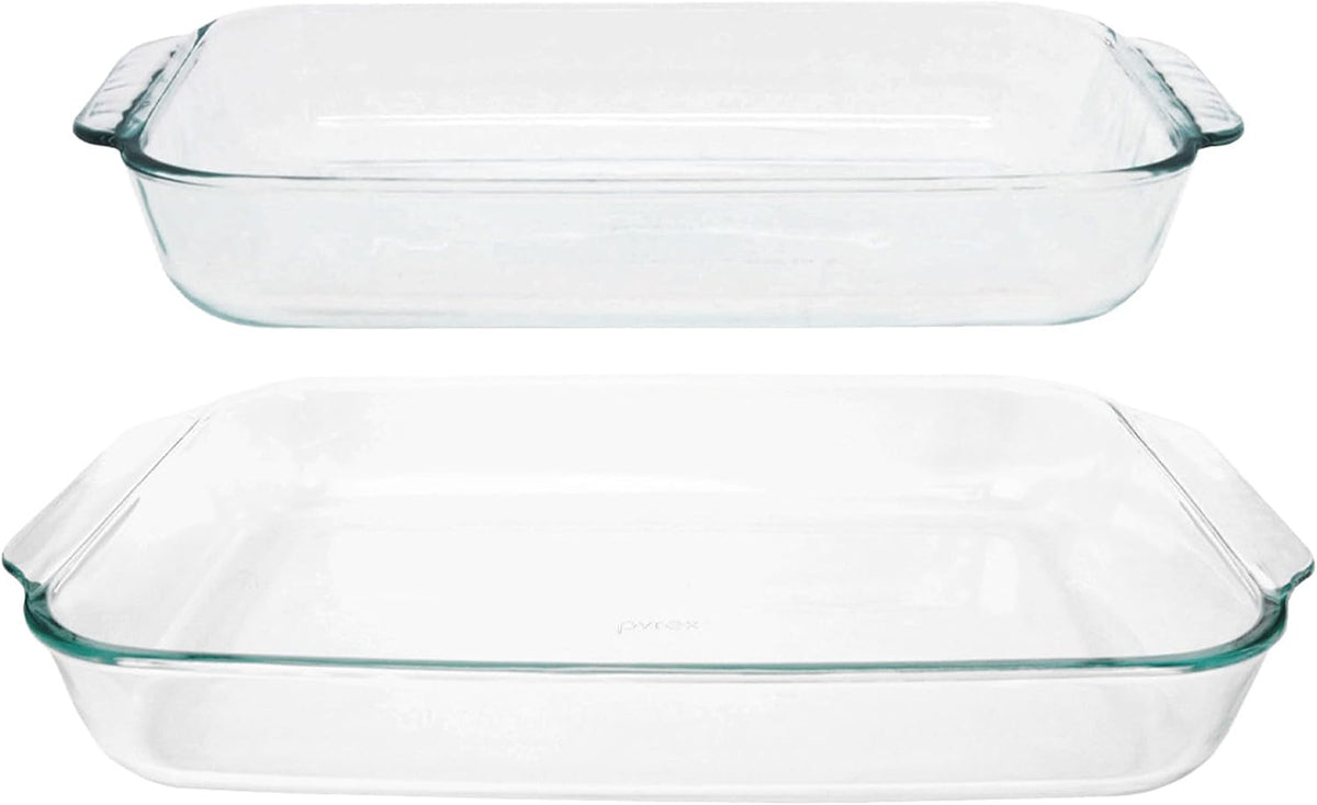 Pyrex 233 (3Qt) and 232 (2Qt) Clear Glass Baking Dishes - Made in USA