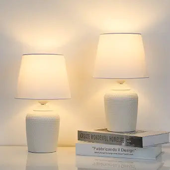 11.8 Small Table Lamps Set of 2 for Bedroom Kids Room Home Office, White