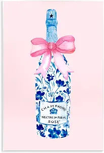 Floral Coquette Champagne, 13 x 19 Inch Mounted Print on Wall Plaque